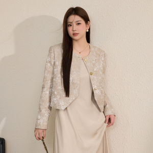 ชุดเดรสยาวแขนยาวลายดอกไม้สไตล์เกาหลี Blue Language ไซส์ใหญ่ ชุดเดรสยาวปานกลาง ชุดทำงานฤดูใบไม้ร่วง