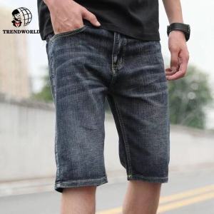 2023 New Men s Trousers Summer Stretch Denim Shorts Men s Thin Loose Straight Tube Versatile Retro Capris
