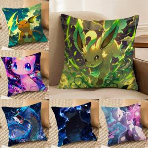 Bandai | Pokemon Hero Collection Anime Plush Pillow Cover Soft Short Plush Cushion Cover For Sofa Bedroom Home Decor Gift