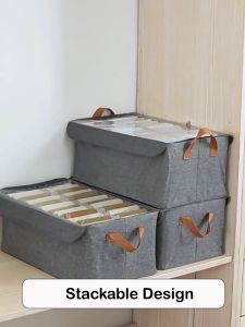 กล่องผ้าพับได้ กล่องใส่ของ กล่องเก็บเสื้อผ้า กล่องผ้าอเนกประสงค์ รุ่น กล่องจัดระเบียบตู้เสื้อผ้า พับเก็บได้ด้วยโครงเหล็ก