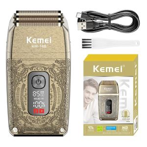 Kemei | Máy Cạo Râu Kemei KM-T88 Công Suất Cao Kiểu Dáng Cổ Điển Kim Loại Dao Cạo Dao Động Dành Cho Nam Giới Màn Hình LCD Thông Minh Sạc USB Động Cơ Xoay Máy Tỉa Tóc