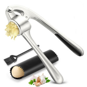 พรีเมี่ยมกระเทียมกดสแตนเลสสตีลกระเทียม Mincer ทําความสะอาดง่ายด้วยตนเองกระเทียมกด Professional กระเทียม Mincer เครื่องบดครัวเครื่องมือ