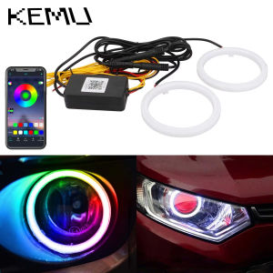 12V 24V Motorcycle RGB Angel Eyes Halo Rings Lights With Turn Signal Lights APP Control LED Car UTV Motorcycle DRL Headlight