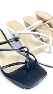 Sepatu Heels Wanita Sandal Hak Tahu 5 Cm Sendal Jepit Tali Silang Belakang