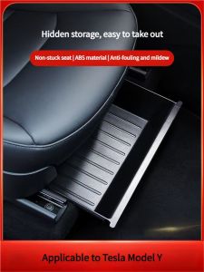 Under Seat Storage Box for Tesla Model Y Rear Seat Organizer Hidden Drawer Underseat Bin Car Interior Accessory Fit 2020 2025