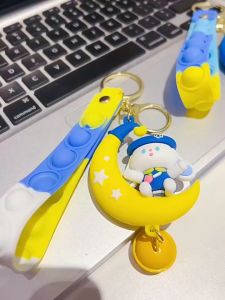 Móc khóa THỎ mặt trăng hoạt hình siêu dễ thương móc treo balo túi xách thời trang kèm popx