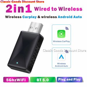 2026 New L9 2 in 1 Wireless CarPlay Adapter&Android Mini Auto Wireless Adapter 5Ghz WiFi Type-C/USB Plug Play Carplay Wireless