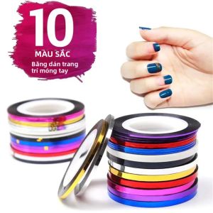 Bộ 10 Miếng Dán Móng Tay Kim Loại Nhiều Màu Sắc 1mm Dùng Trang Trí Nghệ Thuật Móng Tay DIY Thích Hợp Cho Tiệm Nail Và Sử Dụng Tại Nhà