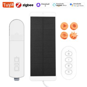 Manhot Tuya Zigbee Roller Shade Driver มู่ลี่ไฟฟ้ามอเตอร์พร้อมแผงพลังงานแสงอาทิตย์ควบคุมเสียงด้วย Alexa Google Home Yandex