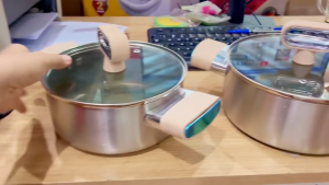 Bộ nồi Titanium Aura Haatz 3 size 18/20/24cm chất liệu Inox 316 phủ titanium chống dính cao cấp dùng cho mọi loại bếp - Bảo hành 5 năm