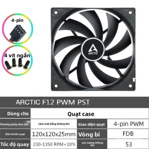 Quạt Tản Nhiệt PC ARCTIC 140mm Quạt Làm Mát CPU 12/14cm Với Điều Khiển PWM 4 Chân FDB - Đen/Trắng - Dùng Cho Case Và Tản Nhiệt