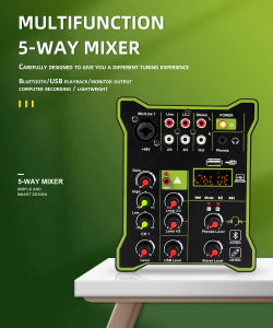 Mini 5 Channel Mixer DSP Bluetooth USB Computer Playback Recording DJ Multifunctional Portable Mixing Console