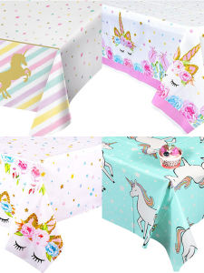 Unicorn Theme Waterproof Oil-proof Disposable Plastic Tablecloth