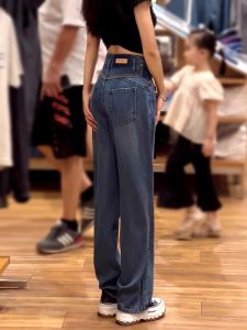 WANGGONGZHU | High Waist Wide Leg Denim Jeans Women Summer Thin Ice Silk Straight Fashionable Pants Casual Style Princess Brand Loose Fit