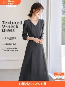 MOHANYIMEI | Retro Hepburn Style Versatile Slimming Belted Dress