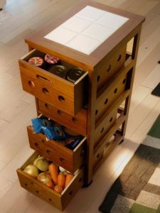 HENGDEMU | Moveable Solid Wood Drawer Chest Storage