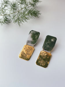 New Chinese Style Bamboo Leaf Pattern Titanium Steel Earrings Anti-allergy Hollow out Design Gold And Silver Color Block Fashionable Clip-on