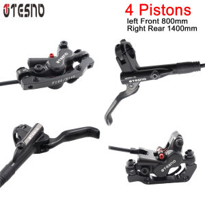TESNO 4 Piston Hydraulic Disc Brake Kit MTB Bicycle Accessories Caliper Left Front Right Rear with 800mm/1400mm Oil Parts Set