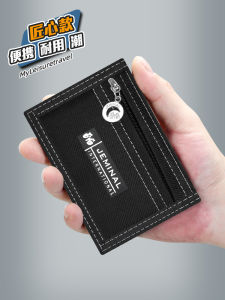 Mens Short Canvas Tri-Fold Small Wallet Student Zipper Card Holder Coin Purse Schoolboy Boy Children Cloth Wallet