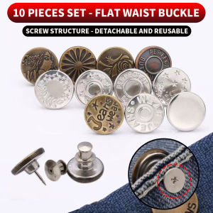 10PCS - Adjustable Jeans Button Set Removable and Reusable Suitable for Jeans Skirts Waist Adjustment No Nail Button