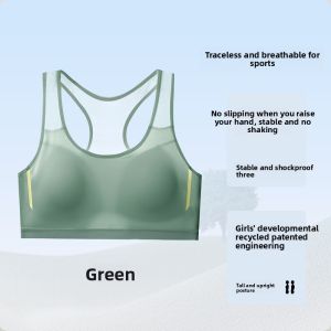 miiow | Sports Bra For Teenage Girls Shockproof Vest Middle School High School Students Two Stage Thin Underwear Nylon Cup No Steel Ring