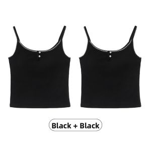 Miiow | Catwoman Lace Button Womens Vest Summer Thin Cute Sleeveless Top Integrated Beautiful Back Short Style Pure Color