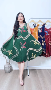 Daster Yukensi Valencia Motif Lukis Batik Sakura Pekalongan Baju Dress Piyama Rayon Wanita Tdur Dewasa Bumil