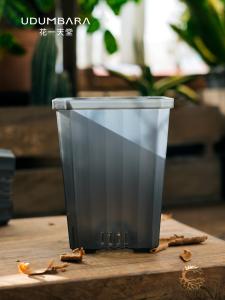 Deepened Grey Plastic Flower Pot Stand Square Mouth Butterfly Orchid Cactus Planting Pots Simple Style for Balcony Desktop Ground