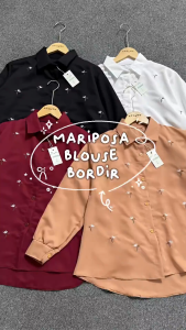 Kemeja Basic Bordir Overszie Trendy Terbaru Outfit Kekinian Elegant Remaja