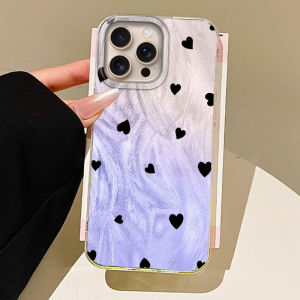 Korean Pink Heart Women Girls Phone Case For iPhone 16 16e 15 14 13 12 Pro Max 7 8 Plus X XS XR SE 2022 2020 Couple Shell Cover