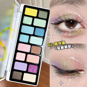 ♔Qianyan 16-color eye shadow plate improvisational light makeup multi-color blue purple gray powder cheeryep chameleon preference plate✡