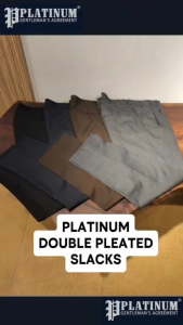 PLATINUM Mens Plus Size Double Pleated Formal Slacks with Expandable Waistband PM680 Seluar Formal Lelaki Bersaiz Besar Berlipat Dua dengan Pinggang Boleh Diperluas