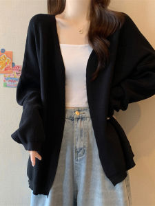 Loose Knitted Cardigan Coat Womens Autumn Winter New Style plus Size V-Neck Long Sleeve Sweater Casual Comfortable Outerwear