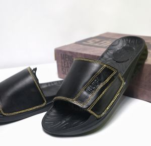 Sandal selop kulit pria sendal slip on cowok