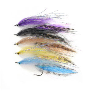 1PC 5PCS Big Fish Streamer Fly Aberdeen Hook Baitfish Streamer Trout Pike Muskie Bass Saltwater Fly Fishing Flies Lure Baits