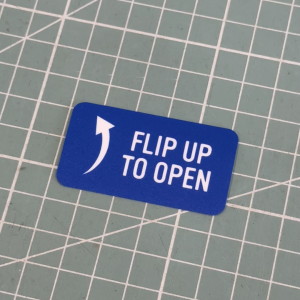 Flip Up Down To Open Close. Instruction Arrow Direction. Sticker Label Sign Signage Small Mini. Buka Tutup Stiker Kecil.