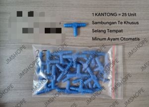 Paket 25 Sambungan Tee Konektor air selang Pipa Sparepart Tempat Minum ayam Otomatis Te T Sambung Cabang 2 Tube
