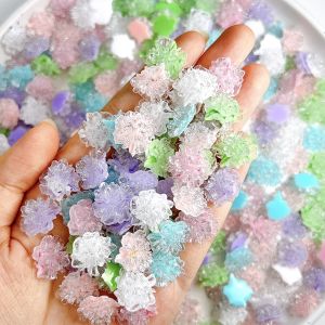 20 CHIẾC Hoa Dâm Bụt Nhựa 3D Trong Suốt Dạng Thạch Trang Trí Nail Nghệ Thuật Phát Sáng Hoa Nhiều Màu Trộn Hỗn Hợp Làm Móng Tay Tự Làm Phụ Kiện Acrylic