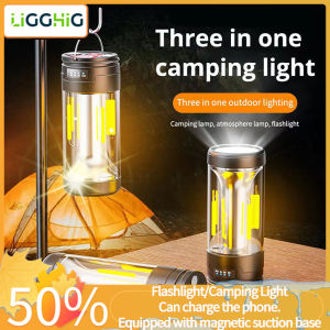 Ligghig siêu sáng 3 Trong 1 đèn lồng cắm trại 4 chế độ chiếu sáng LED Di Động Ngoài Trời Đèn Cắm Trại Với Nam Châm Đèn pin khẩn cấp treo trong lều Ánh Sáng Mạnh Mẽ Đèn làm việc 10000 Lumens siêu sáng Đèn Pin Quang Điện Đèn Pin