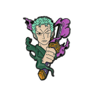 Bandai | Anime Zoro Sáng Tạo Thổ Cẩm Thoáng Mát Men Pin Cho Ba Lô Quần Áo Mũ Huy Hiệu Kim Loại Cosplay Phụ Kiện Quà Tặng Cho Người Lớn