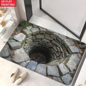 VIKAMA 2D Optical Illusion Doormat Ishii Visual Effect Decor Non Slip Entryway Rug Washable Bath Mat for Bathroom Home Decor