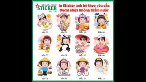 Miếng Dán in Tên & Hình Bé theo yêu cầu. (Decal nhựa không thấm nước) Dùng để dán bình sữa dụng cụ cho bé.