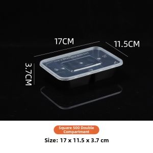 Rectangular Food-grade Clear Thick Dual-compartment Disposable Plastic Meal Box
