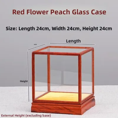 Redwood Glass Cover Chicken Wing Wood Red Lotus Pear Square Display Box Walnut Purple Clay Pot Decoration Dust Cover