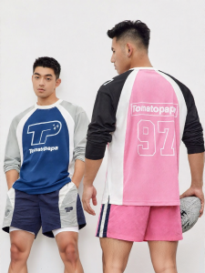 TOMATOPAPA | Áo Thun Raglan Tay Dài Form Rộng MESH In Chữ Thoáng Khí Hút Ẩm Đào Tạo Nam