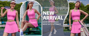 CHARMO Tennis Skirt 2 Piece Tennis Dresses for Women Athletic Workout Dress with Shorts and Pockets Badminton Skirt