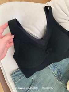 [Light Yarn Warm Muscle Vest] Beauty Back Underwear Womens Fixed One-Piece Cup Seamless Breast Holding Thin Bra 8566