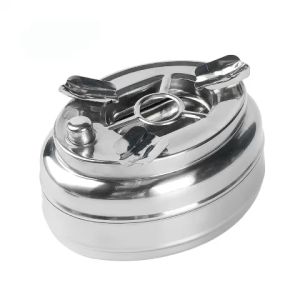 Gạt Tàn Inox Có Nút Bấm Đóng Mở Ngăn Đựng Tàn Thông Minh Gạt Tàn Inox Bấm Nút Tiện Dụng GT08