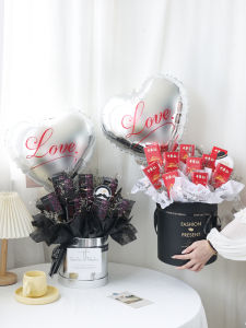 Handmade Floral Packaging Box Creative Cigarette Hug Bucket Birthday Anniversary Gift for Husband DIY Material Flowers Art