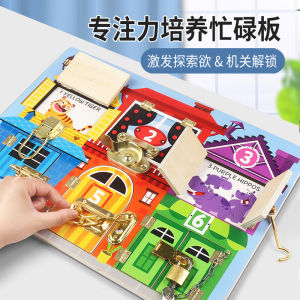 Montessori Early Education Wooden House Unlocking Puzzle Toy for Busy Babies Toddler 3 Years Old Children Educational Playset